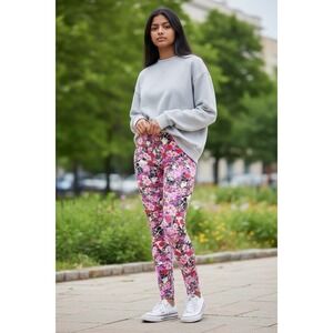 Eevee Plus Women's Skull And Floral Tights Pants Size Large